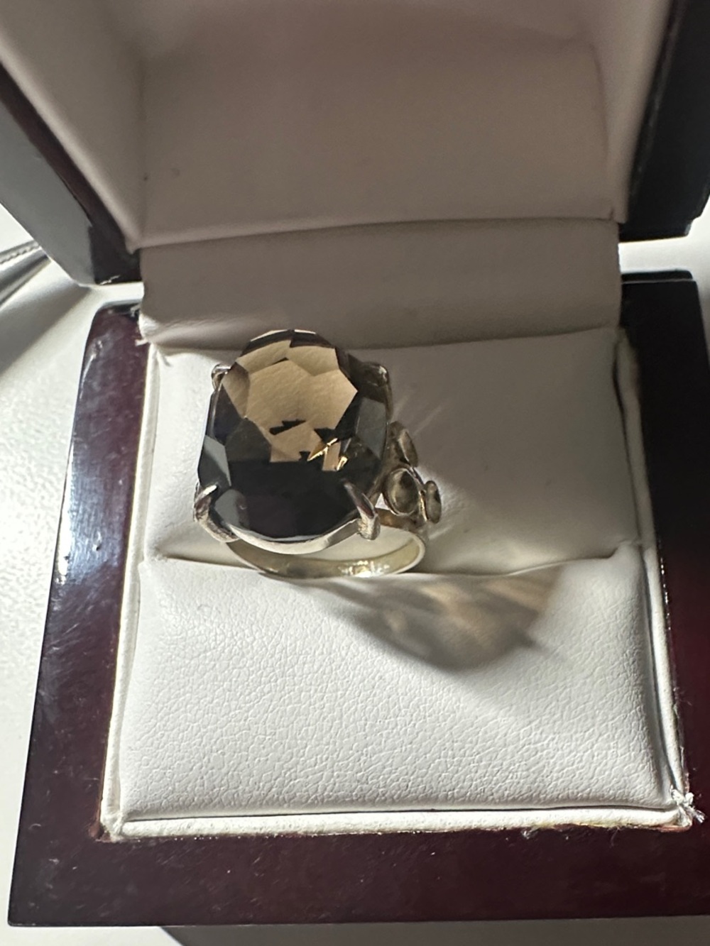 Smoky Quartz Silver Statement Ring